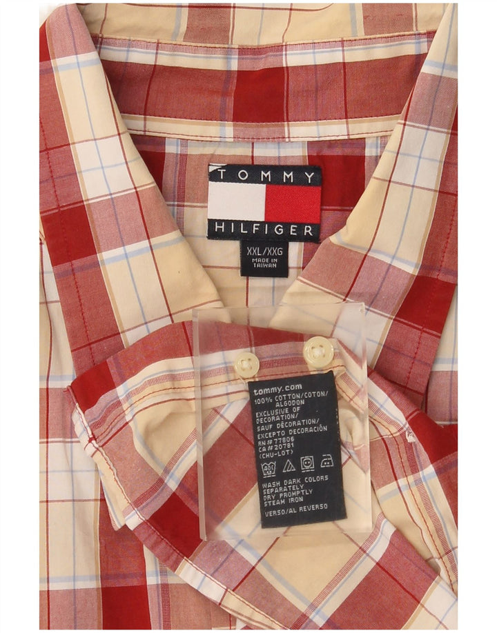 Camicia a maniche corte da uomo Tommy Hilfiger 2XL cotone a quadri rossi