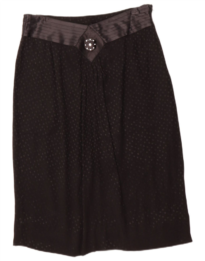 L.PUCCI Womens Straight Skirt IT 46 Large W30  Black Spotted Acetate