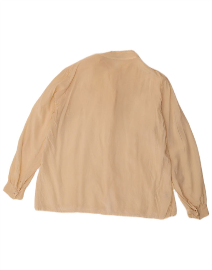 Camicetta camicia vintage da donna EU 40 Seta floreale beige medio