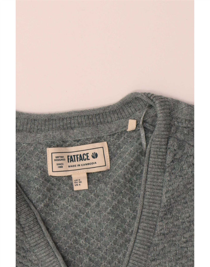 Maglione da donna con scollo a V Fat Face UK 8 piccolo in viscosa blu