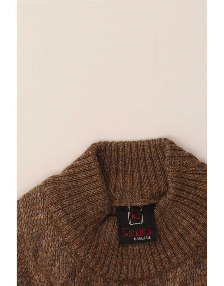 Rinaldi Maglione da uomo geometrico maglione marrone medio geometrico classico