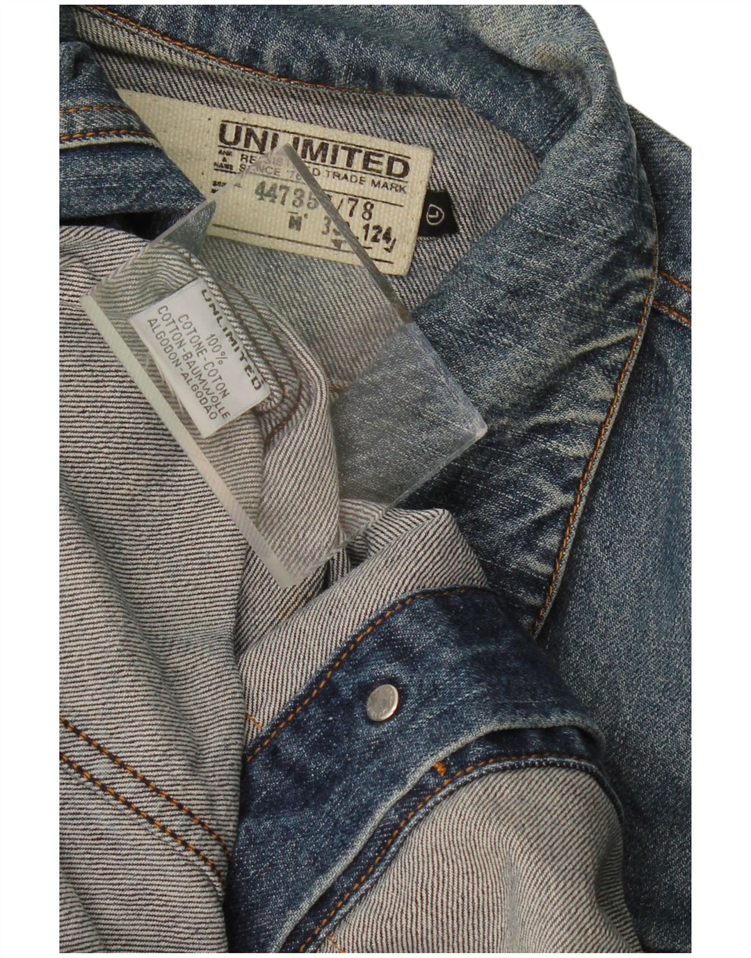 UNLIMITED Mens Denim Jacket UK 40 Large Blue Cotton