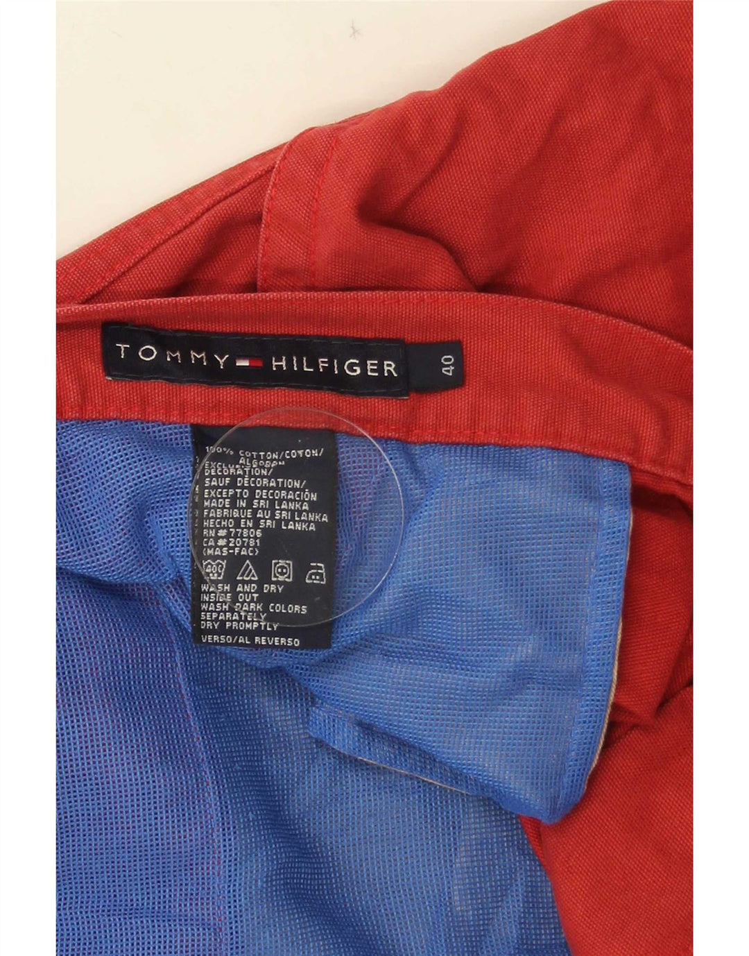 Pantaloncini cargo da uomo Tommy Hilfiger W40 XL cotone rosso