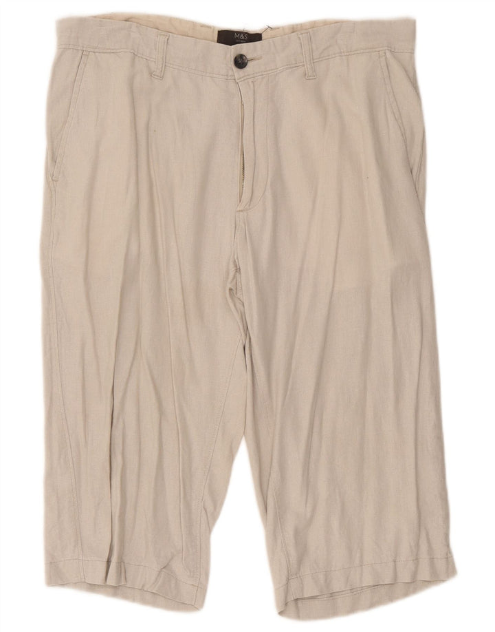 Bermuda regolari da uomo Marks & Spencer W34 grande lino beige
