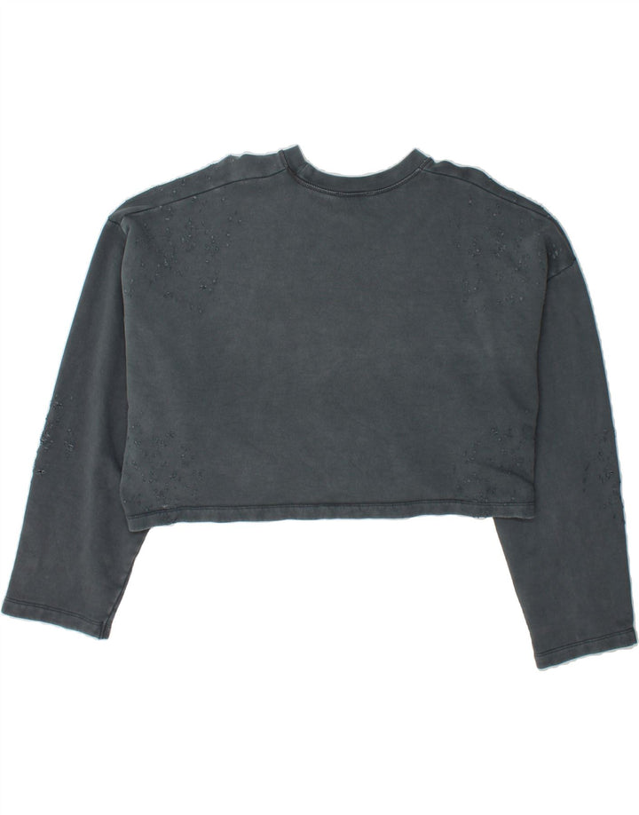 ZARA Womens Oversized Crop Sweatshirt Jumper UK 16 Large Grey Cotton Vintage Zara and Second-Hand Zara from Messina Hembry 