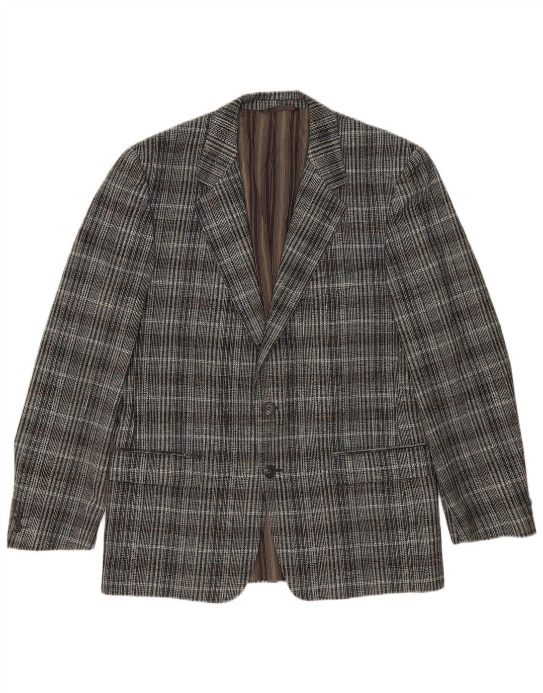 Giacca blazer vintage da uomo a 2 bottoni UK 38 a quadri grigio medio