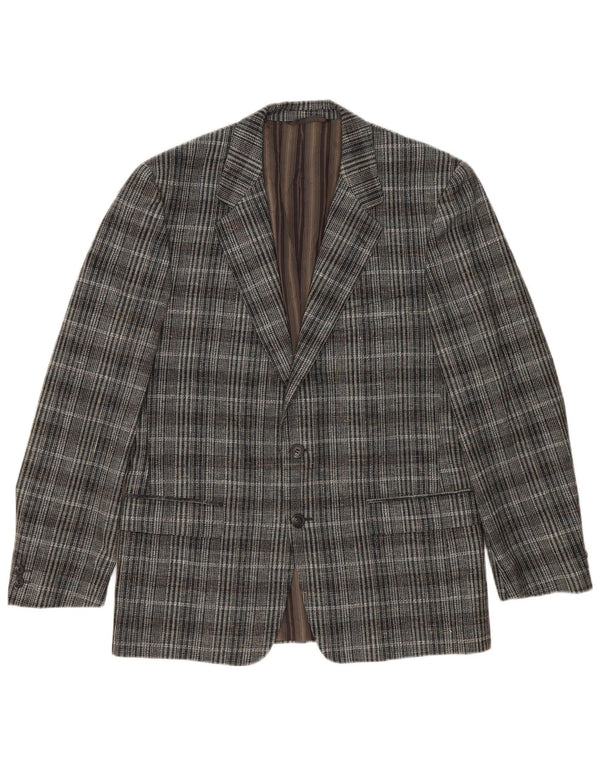 Giacca blazer vintage da uomo a 2 bottoni UK 38 a quadri grigio medio