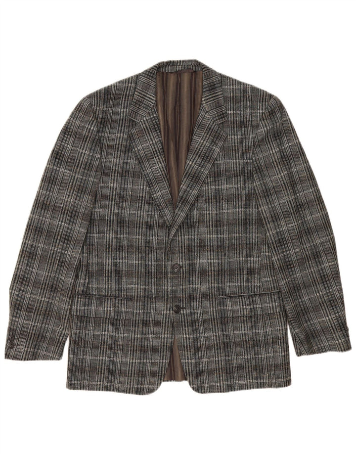 Giacca blazer vintage da uomo a 2 bottoni UK 38 a quadri grigio medio