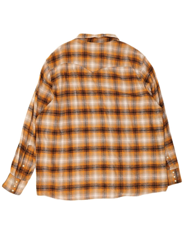 Camicia da uomo in flanella vestibilità regolare Wrangler 3XL cotone a quadri arancione