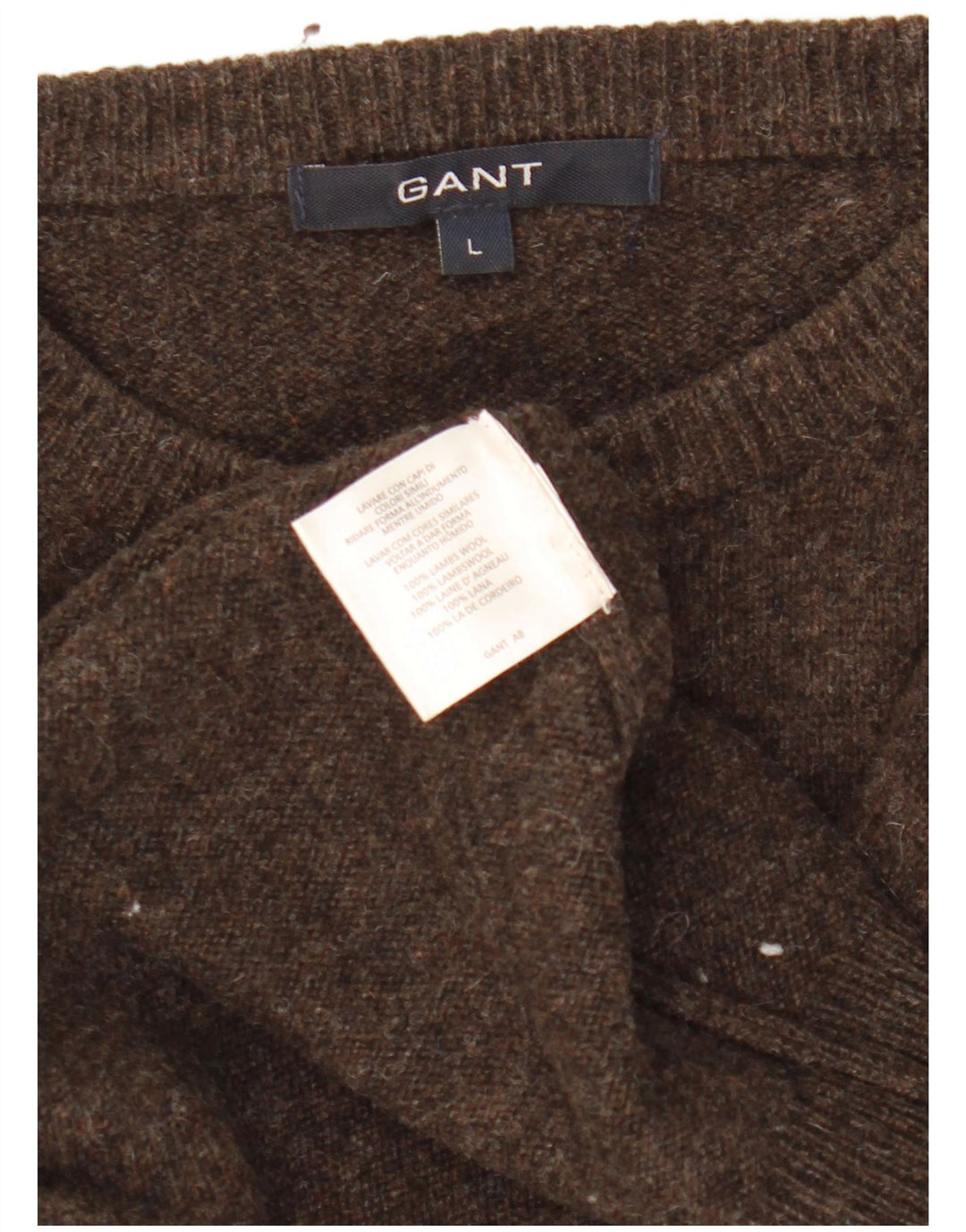 Gant Maglione girocollo da uomo in lana d'agnello marrone grande