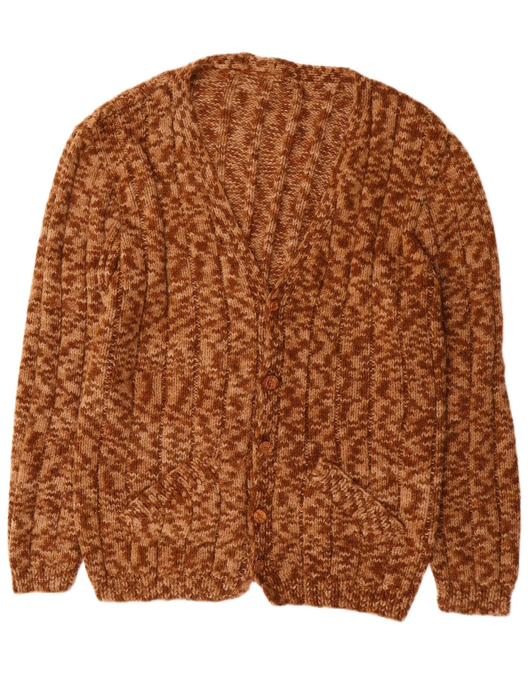 Maglione cardigan da uomo vintage XL marrone screziato