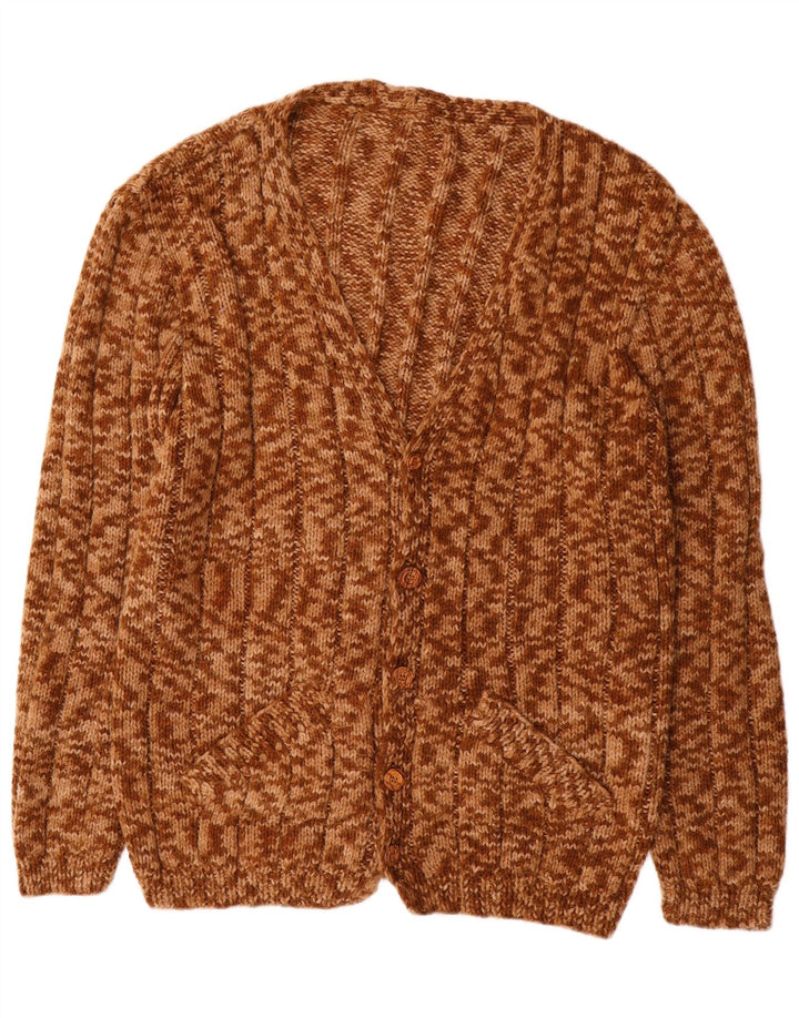 Maglione cardigan da uomo vintage XL marrone screziato