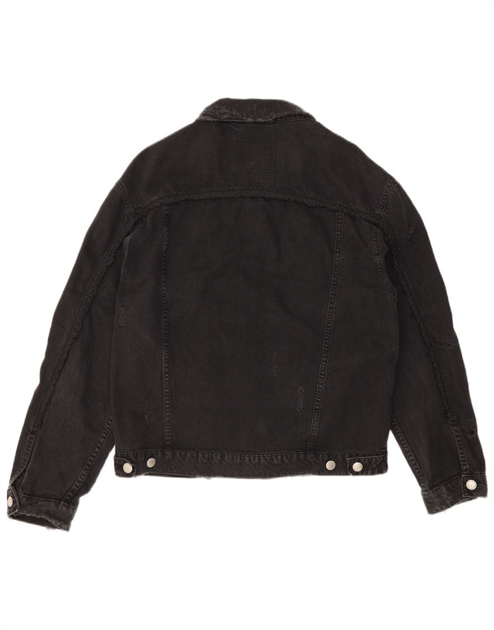 Giacca in denim invecchiato ZARA da uomo UK 36 piccola in cotone nero