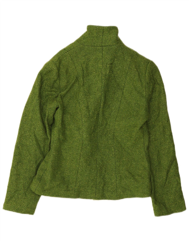 Giacca blazer da donna vintage con cravatta sul davanti IT 42 Lana verde medio