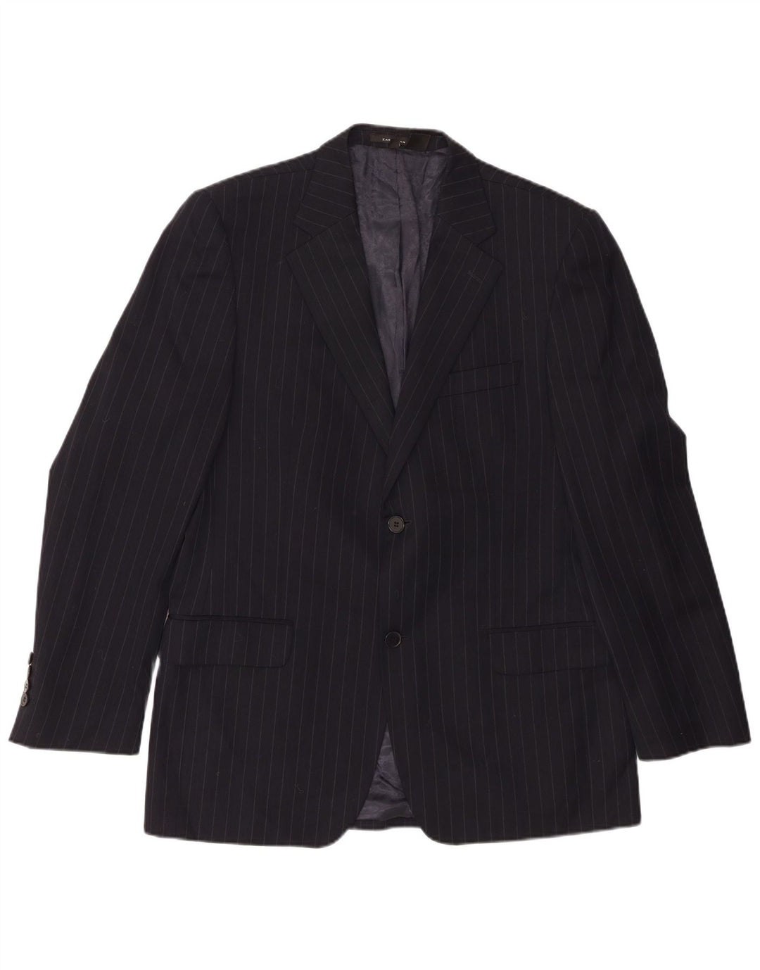 Giacca blazer a 2 bottoni da uomo Zara EU 50 lana gessata media nera