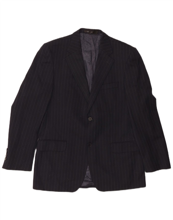 Giacca blazer a 2 bottoni da uomo Zara EU 50 lana gessata media nera