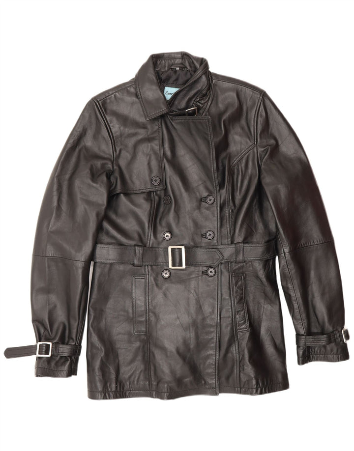 CARRIE HOXTON Giacca doppiopetto da donna UK 18 XL Pelle nera