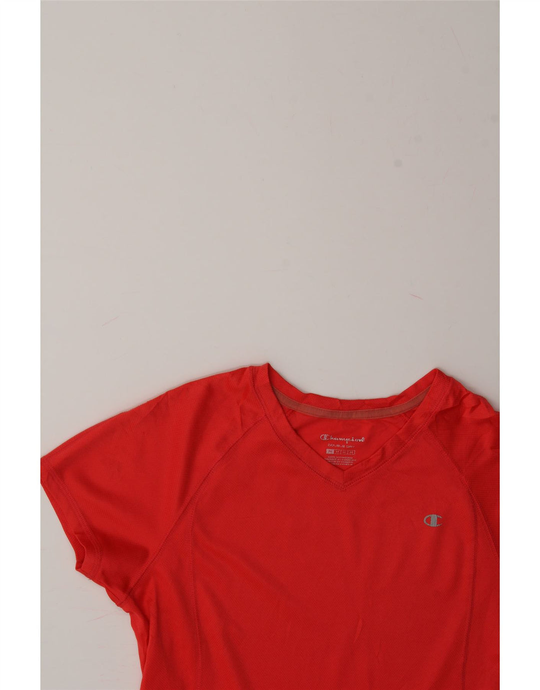 CHAMPION Womens T-Shirt Top UK 12 Medium Red Polyester Vintage Champion and Second-Hand Champion from Messina Hembry 