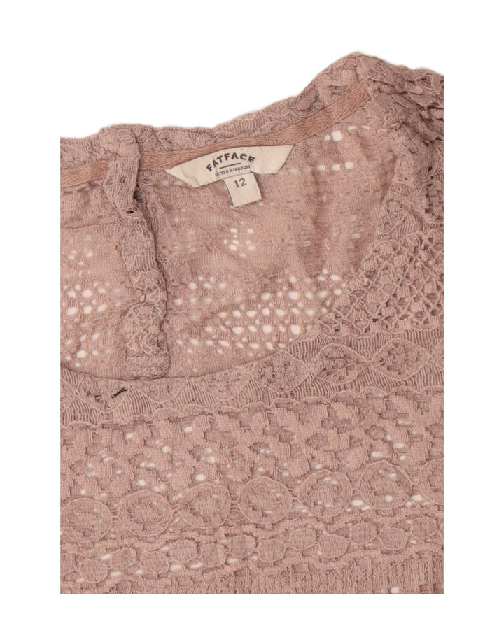 Camicetta all'uncinetto da donna Fat Face Top UK 12 Cotone beige medio
