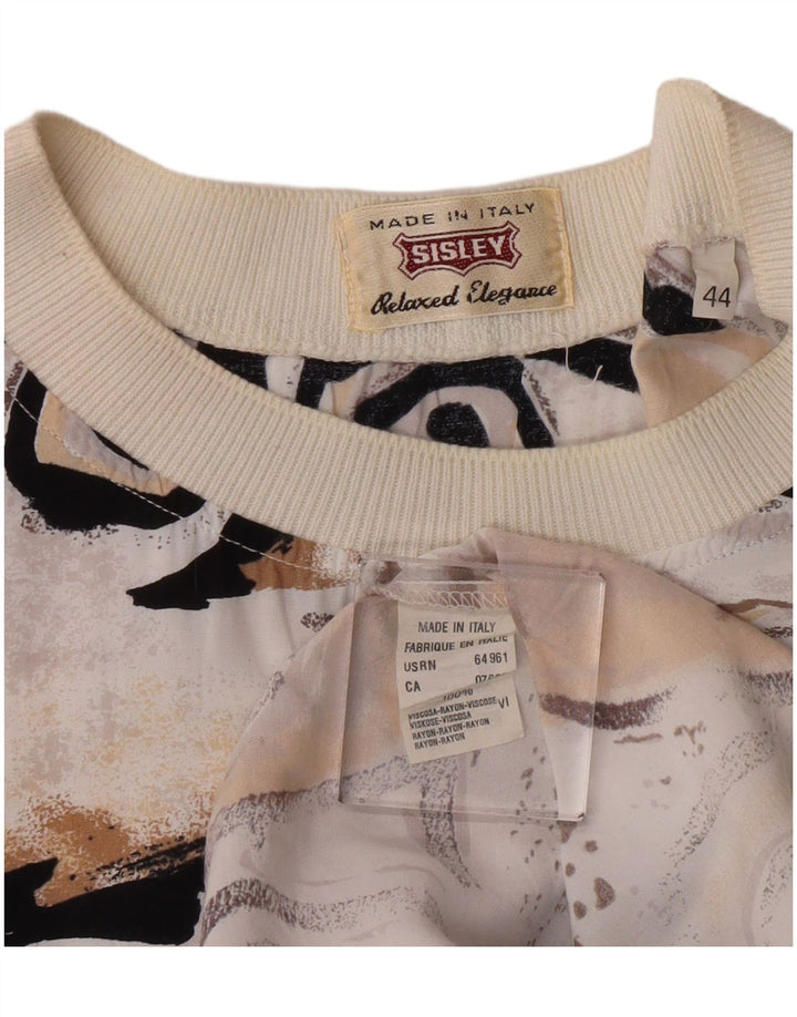 T-shirt grafica lunga da donna Sisley IT 44 Viscosa beige medio