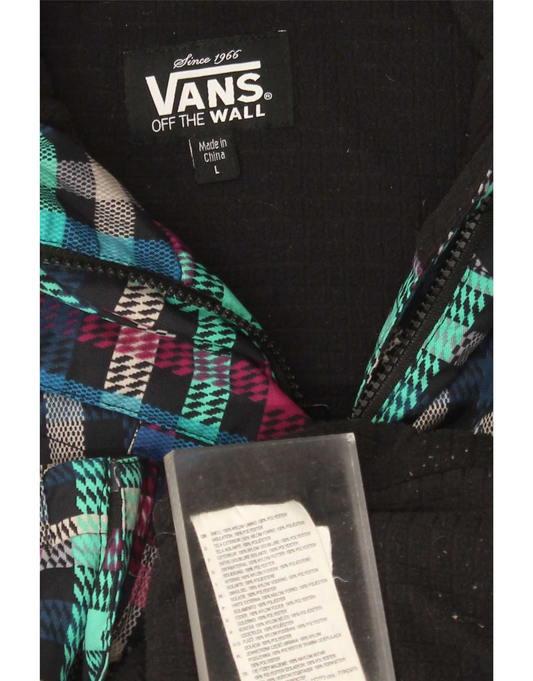 Vans Womens Hooded Windbreaker Jacket UK 16 Large Multicoloured Plaid Nylon