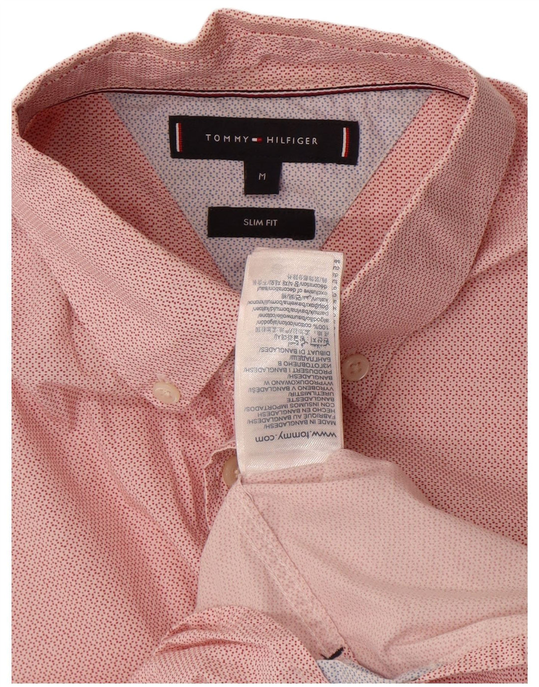 Camicia slim fit a maniche corte da uomo Tommy Hilfiger in cotone maculato rosso medio