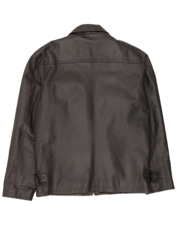 Giacca in pelle vintage da uomo IT 48 in pelle nera media