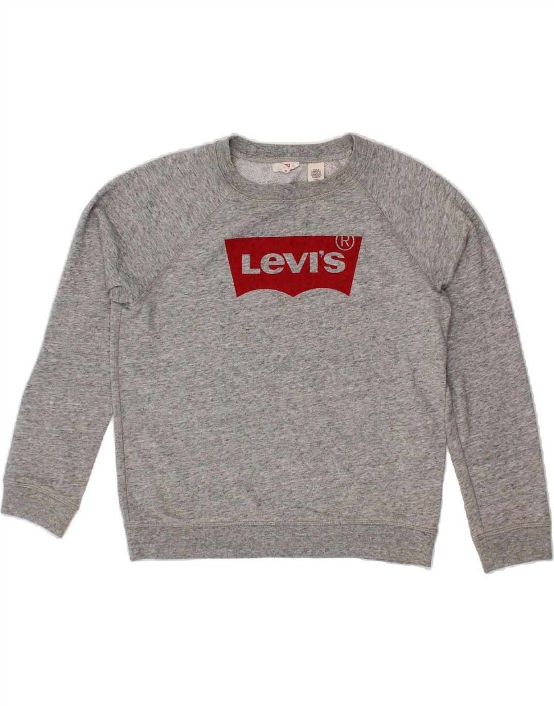 LEVI'S Mens Graphic Sweatshirt Jumper Small Grey Flecked Cotton Vintage Levi's and Second-Hand Levi's from Messina Hembry 