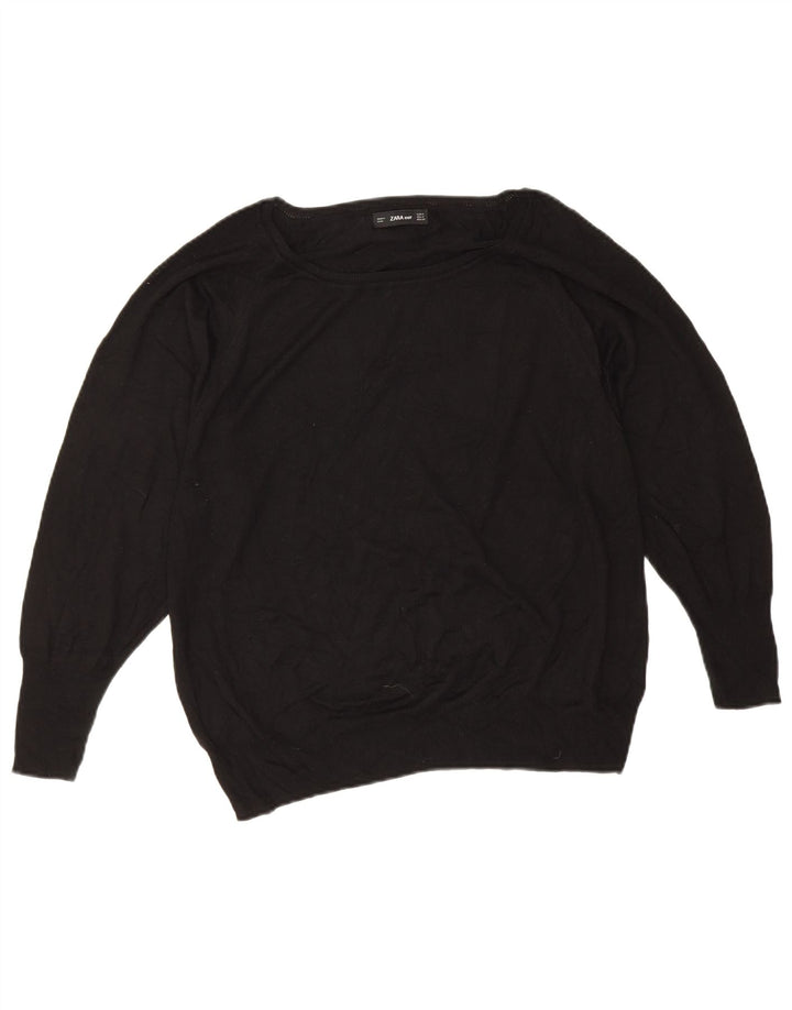 Maglione maglione oversize con scollo a barca da donna Zara UK 14 medio nero