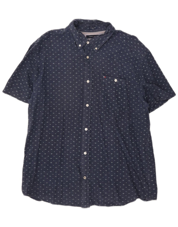 Camicia da uomo a maniche corte personalizzata Tommy Hilfiger XL blu navy maculato
