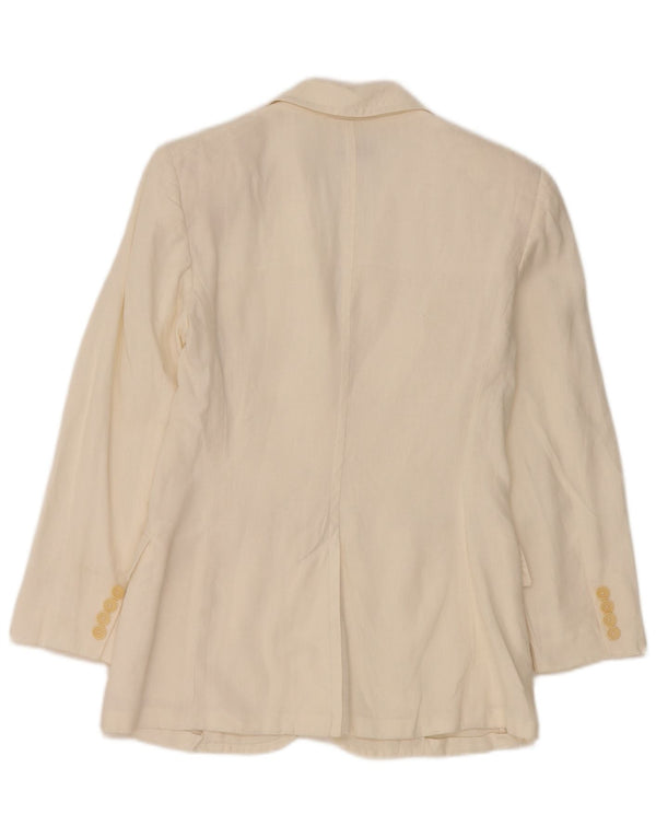Max & Co. Giacca blazer da donna a 3 bottoni UK 8 piccola in lino bianco