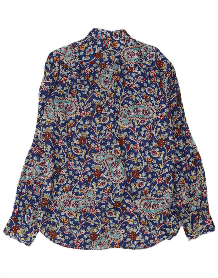 Camicia da uomo Tom Rusborg Lino Paisley blu medio