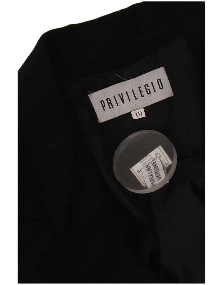 Giacca Blazer a 3 Bottoni Privilegio Donna IT 40 Small Nera in Lana Vergine