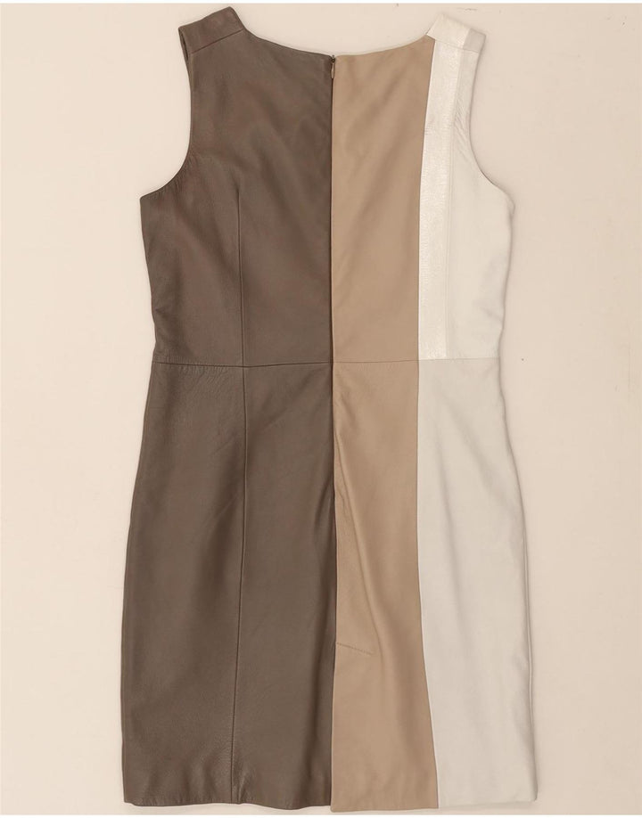 URBANCODE Womens Leather Sheath Dress UK 14 Medium Grey Colourblock Vintage Urbancode and Second-Hand Urbancode from Messina Hembry 