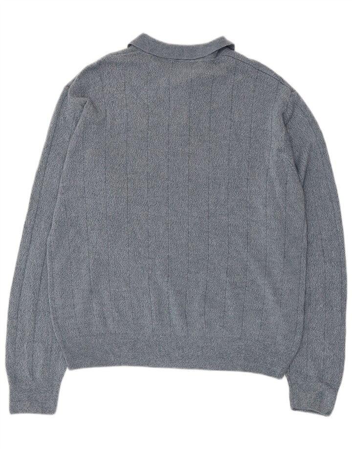 Dockers Maglione da uomo con collo a polo, grande motivo a quadri blu