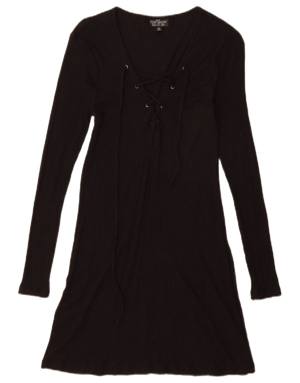 Topshop Abito da donna Petite Jumper UK 8 Small in viscosa nera