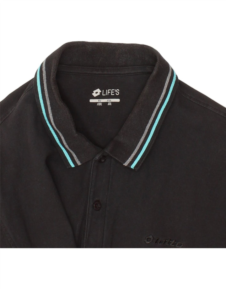 LOTTO Mens Polo Shirt 2XL Black Vintage Lotto and Second-Hand Lotto from Messina Hembry 