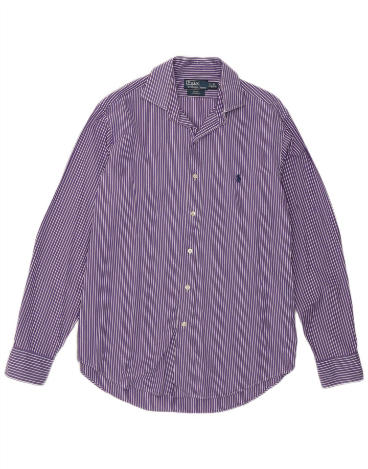 Polo Ralph Lauren Camicia Regent da uomo taglia 16 grande cotone a righe viola