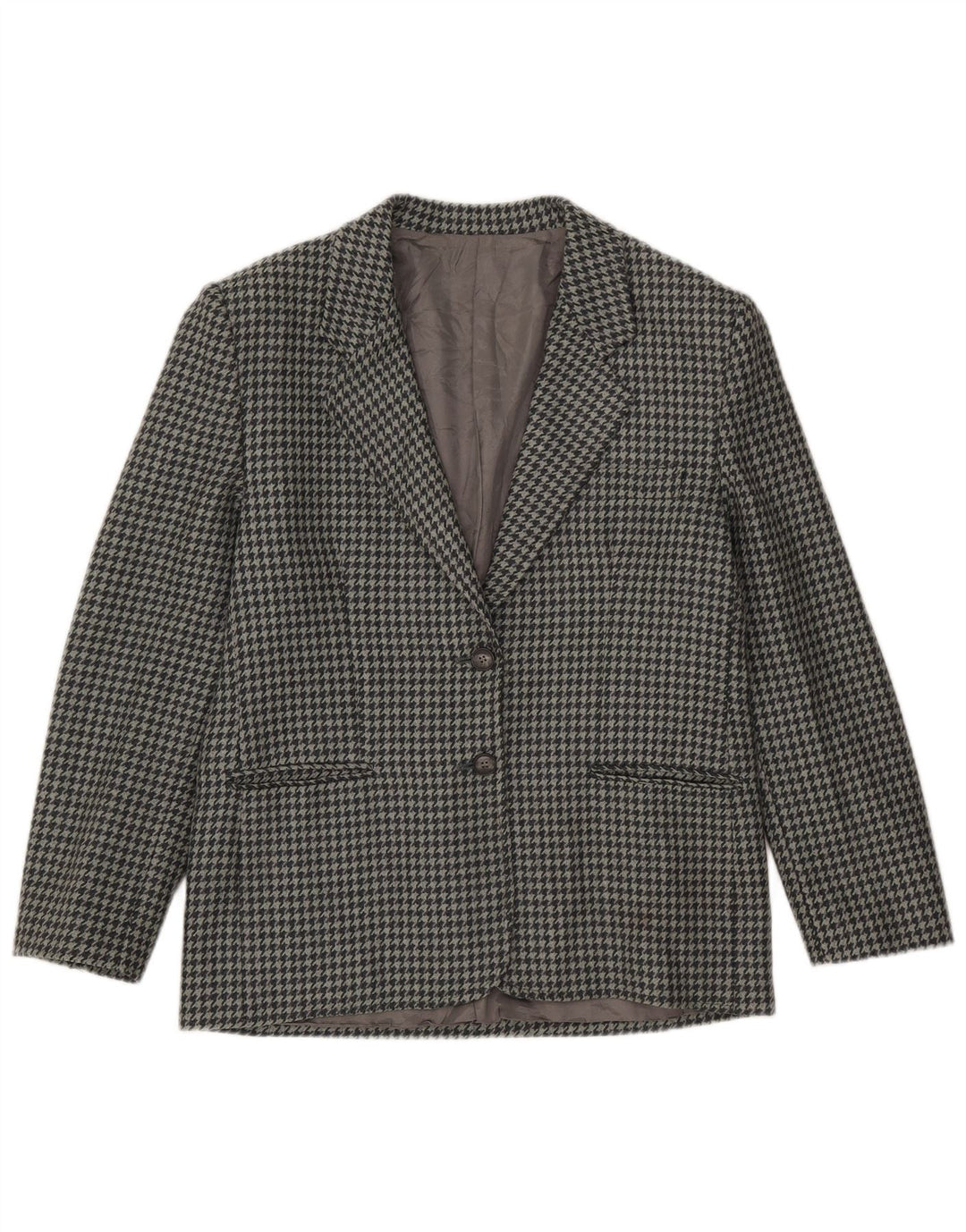 Giacca blazer vintage da donna a 2 bottoni IT 46 grande pied de poule grigio