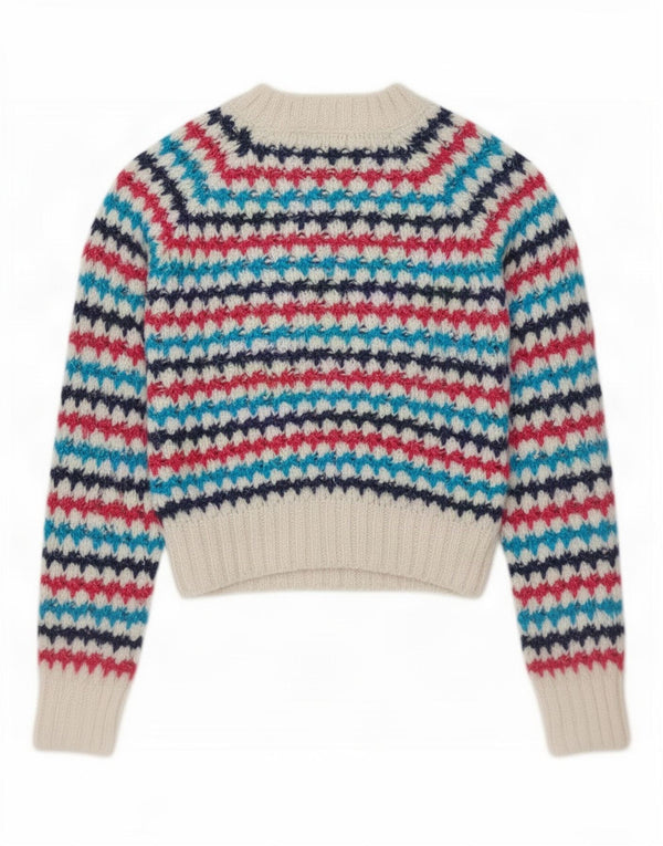 Maglione maglione girocollo da donna Zara UK 10 piccolo a righe multicolore