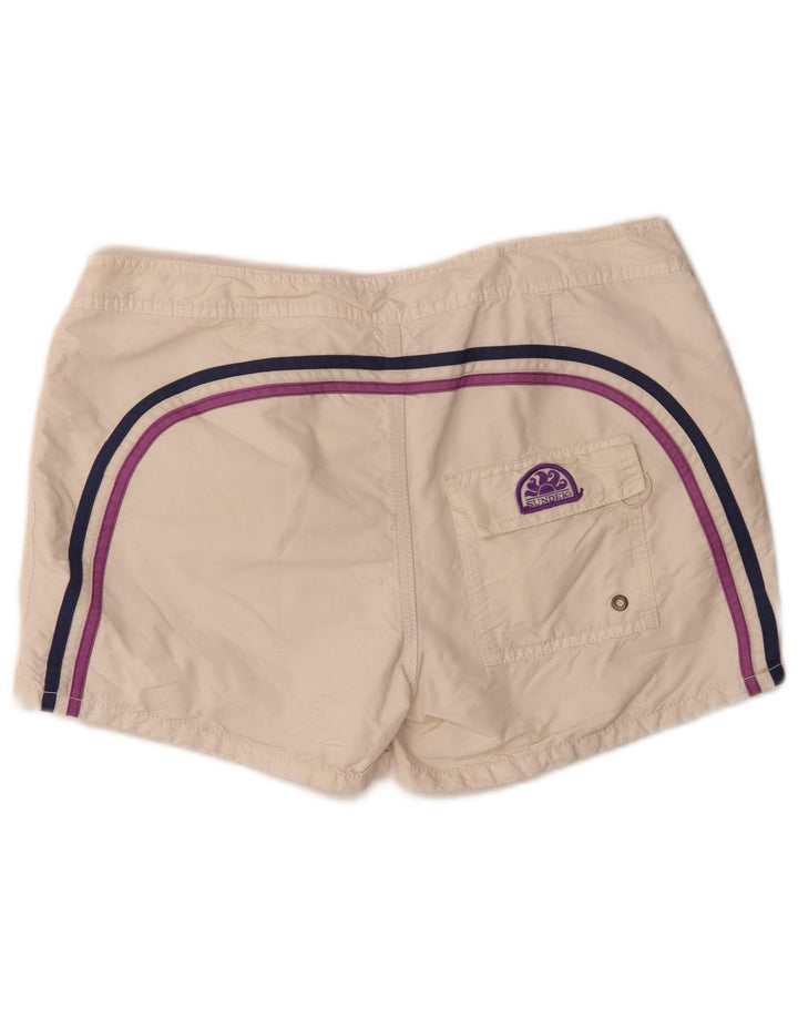 Pantaloncini da bagno da uomo Sundek grandi in poliestere color block bianco sporco