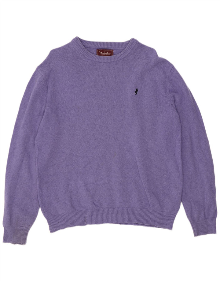 Marlboro Classics Maglione da uomo con scollo a barca Maglione grande in lana viola