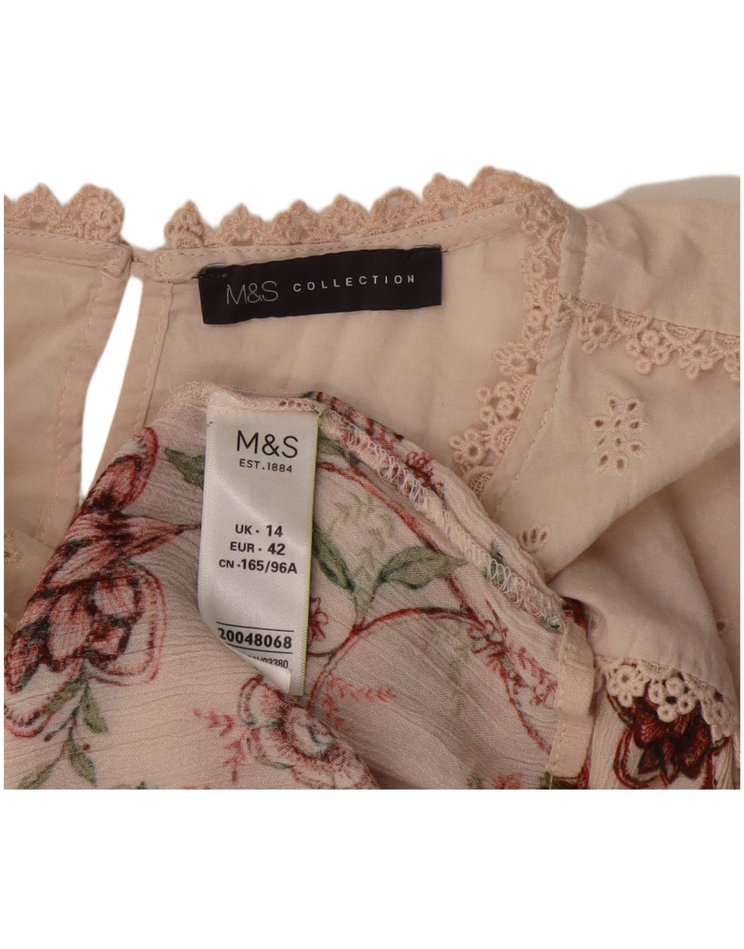 Top camicetta da donna Marks & Spencer UK 14 Viscosa floreale rosa medio