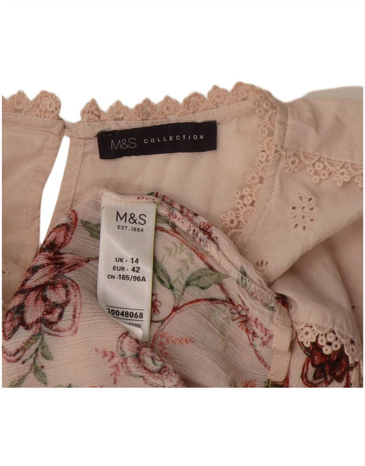 Top camicetta da donna Marks & Spencer UK 14 Viscosa floreale rosa medio