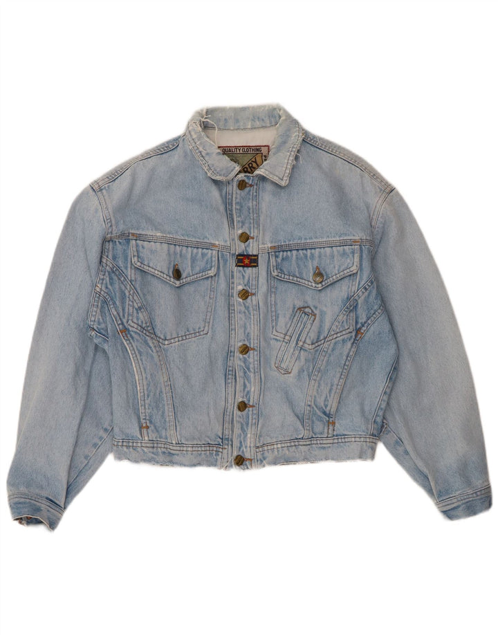 Giacca di jeans oversize da donna QUARRY UK 10 piccola in cotone blu