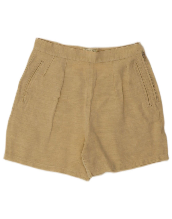 Sisley Womens High Waist Casual Shorts W28 Medium  Green Linen