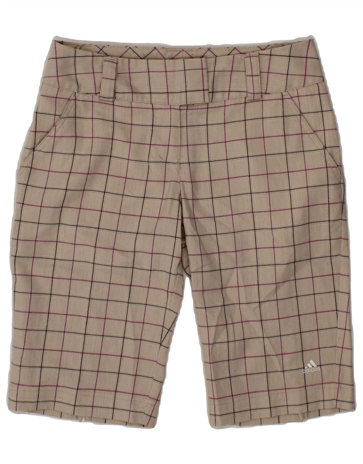 ADIDAS Womens Bermuda Chino Shorts US 4 Small W30  Beige Check Polyester Vintage Adidas and Second-Hand Adidas from Messina Hembry 