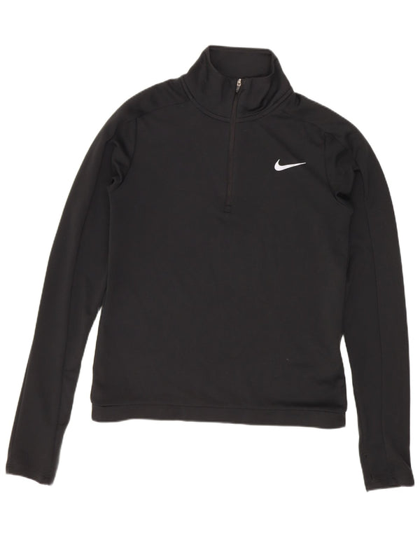 Top Nike da donna Dri Fit con collo ampio e zip a maniche lunghe UK 6 XS poliestere nero
