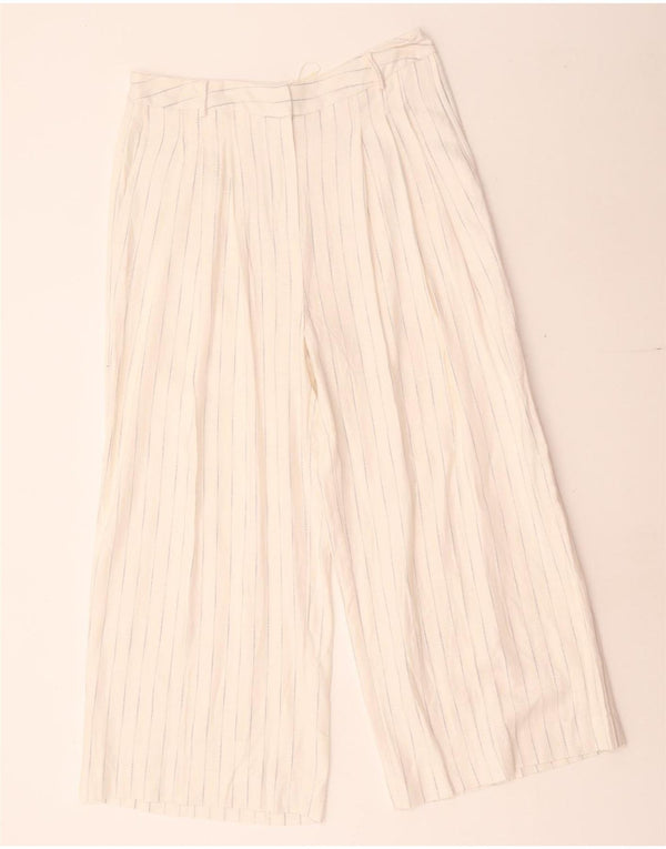 Pantaloni cropped a vita alta da donna Marks & Spencer UK 12 Medium W32 L25 Whi