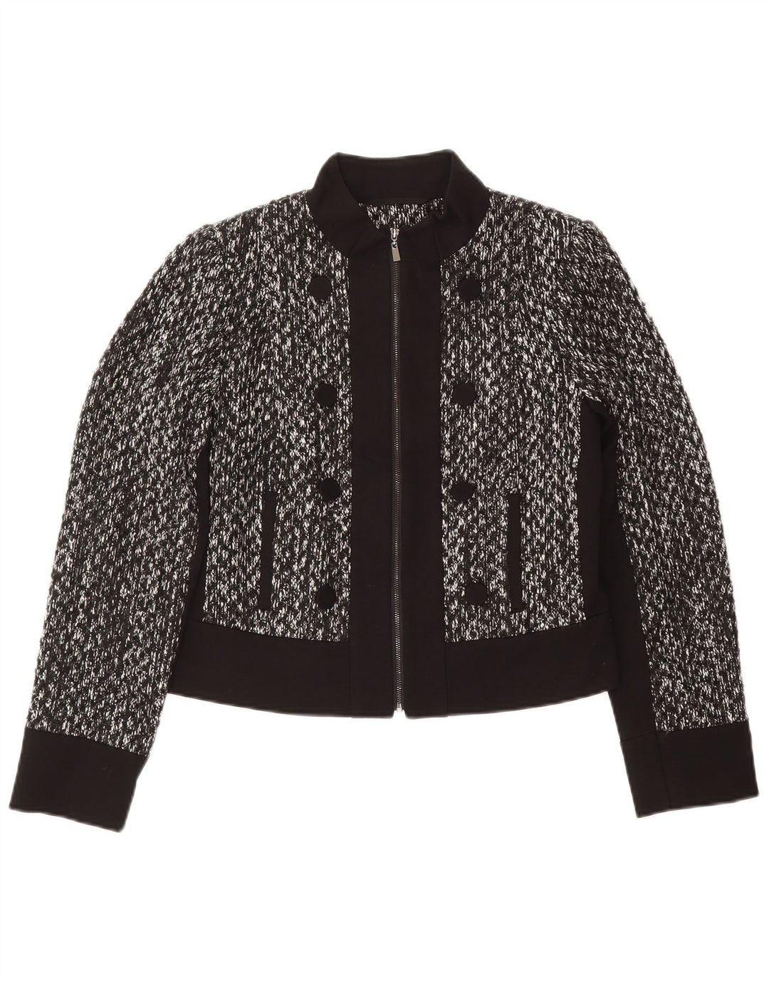 MARKS & SPENCER Womens Crop Blazer Jacket UK 12 Medium Black Flecked